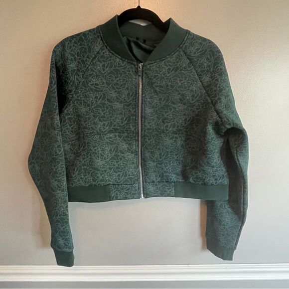 Balance Athletica Green Floral Crop Full zip coat jacket size L large - Picture 2 of 5